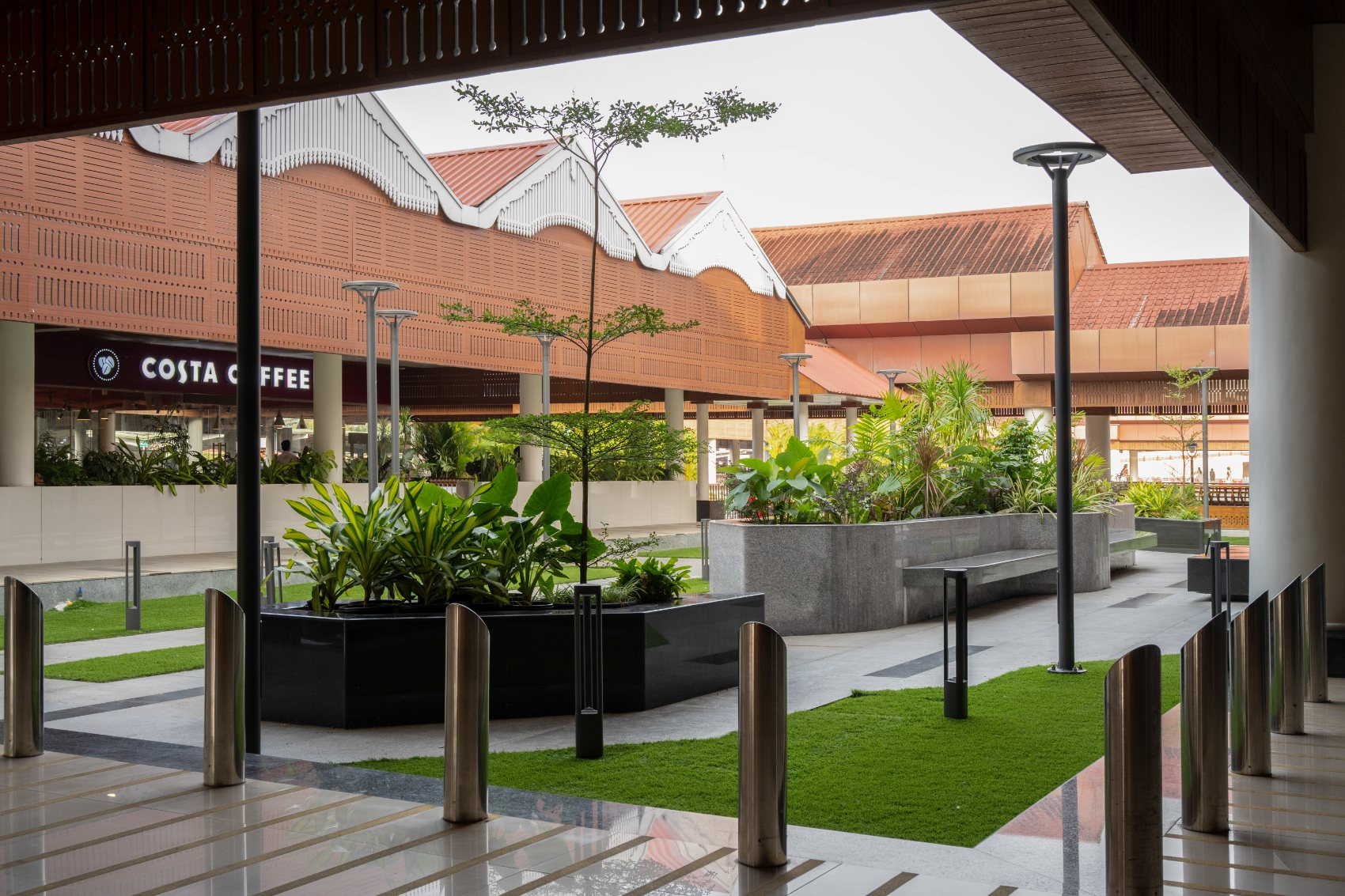 Granite pathways and biophilic planting