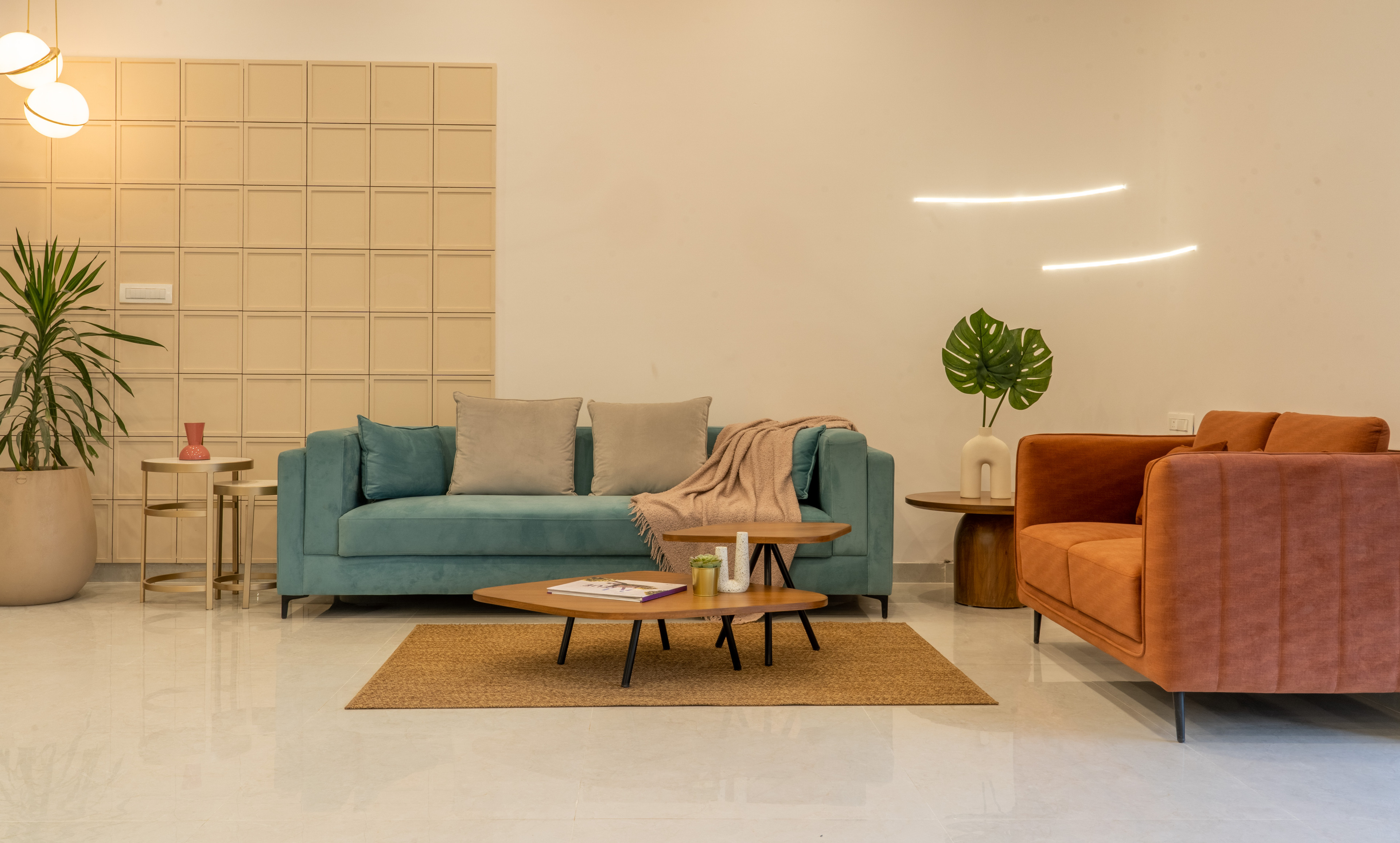 A meeting room layered with art