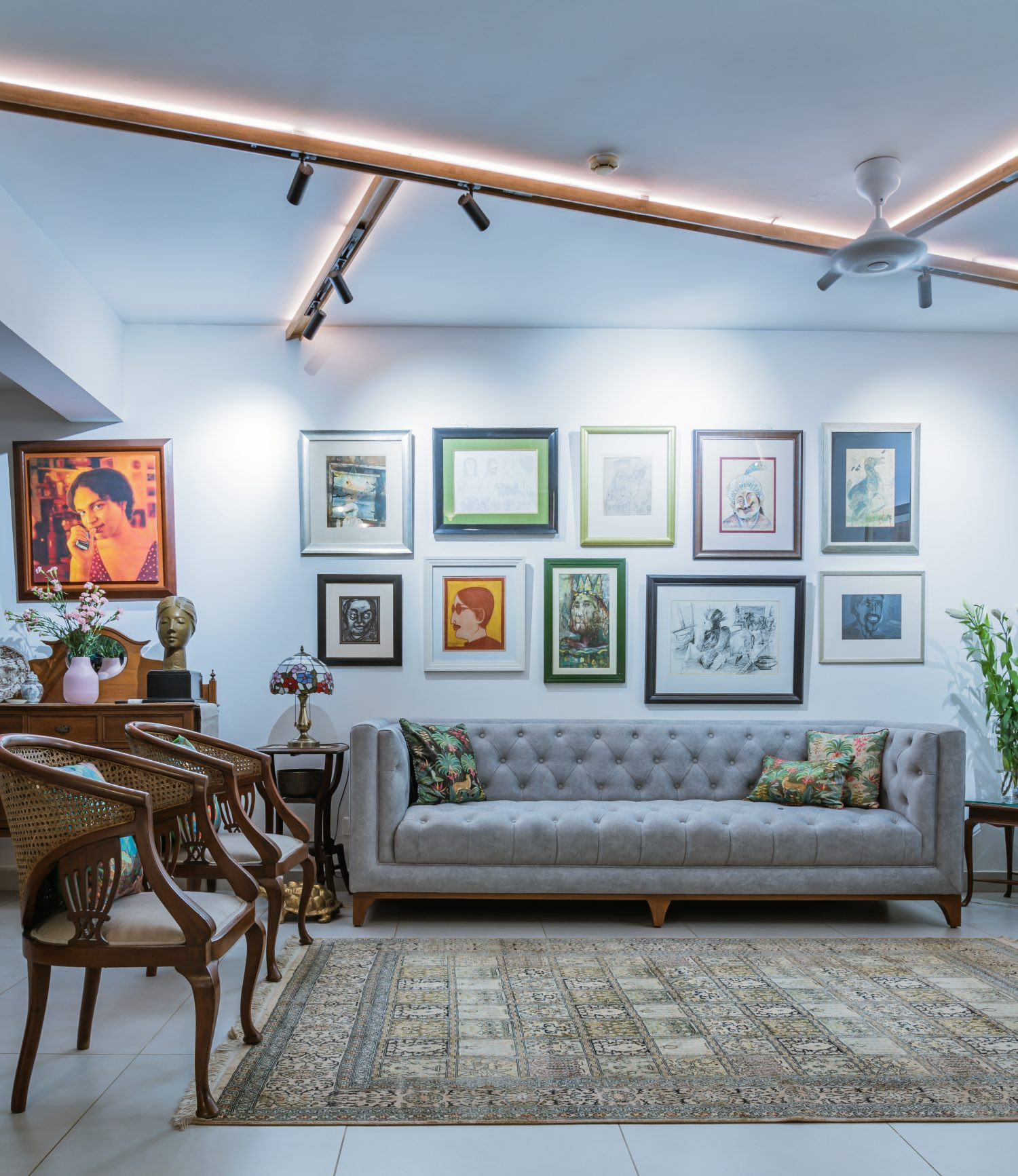 Curated objects, framed by light