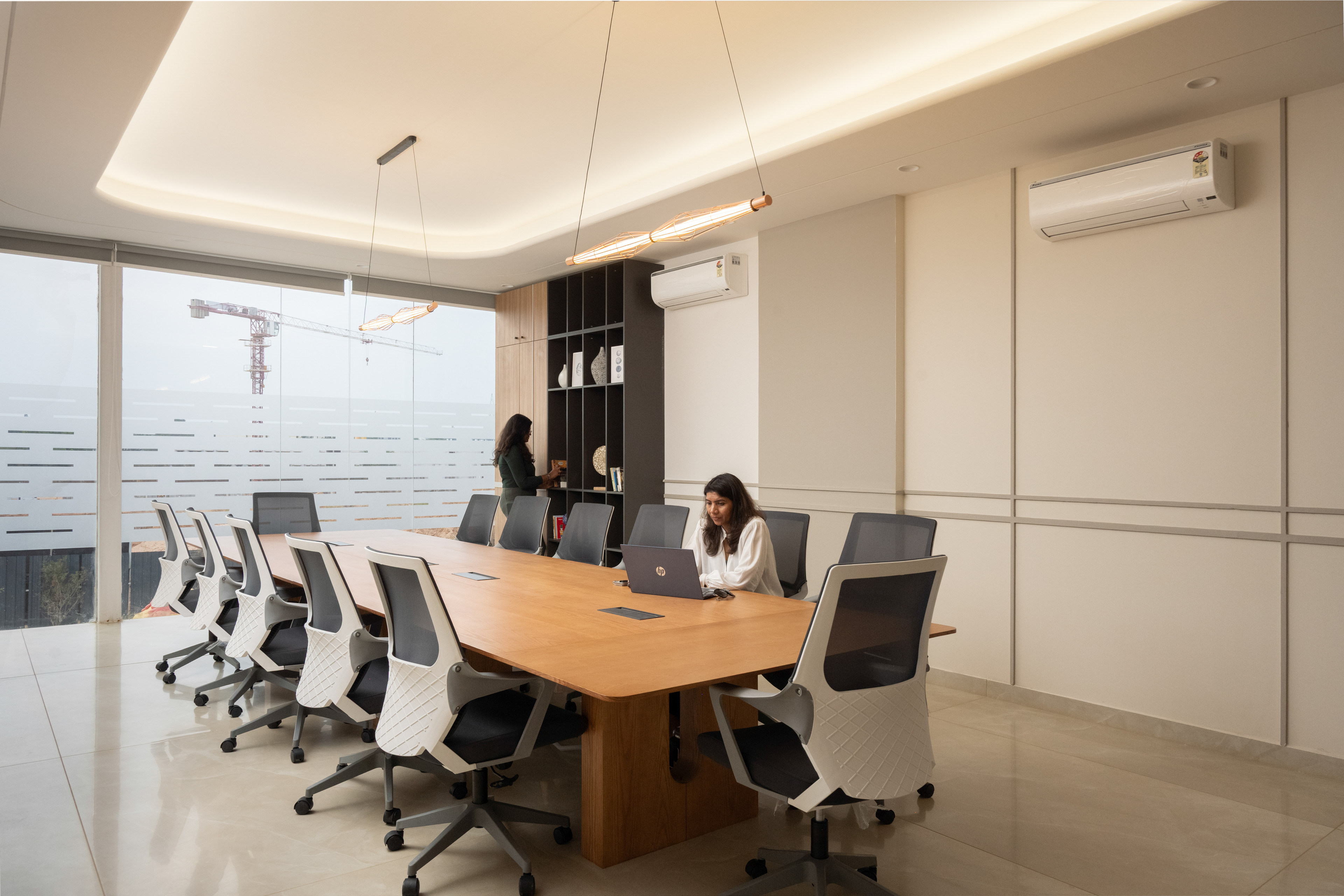 Conference room, warmly lit