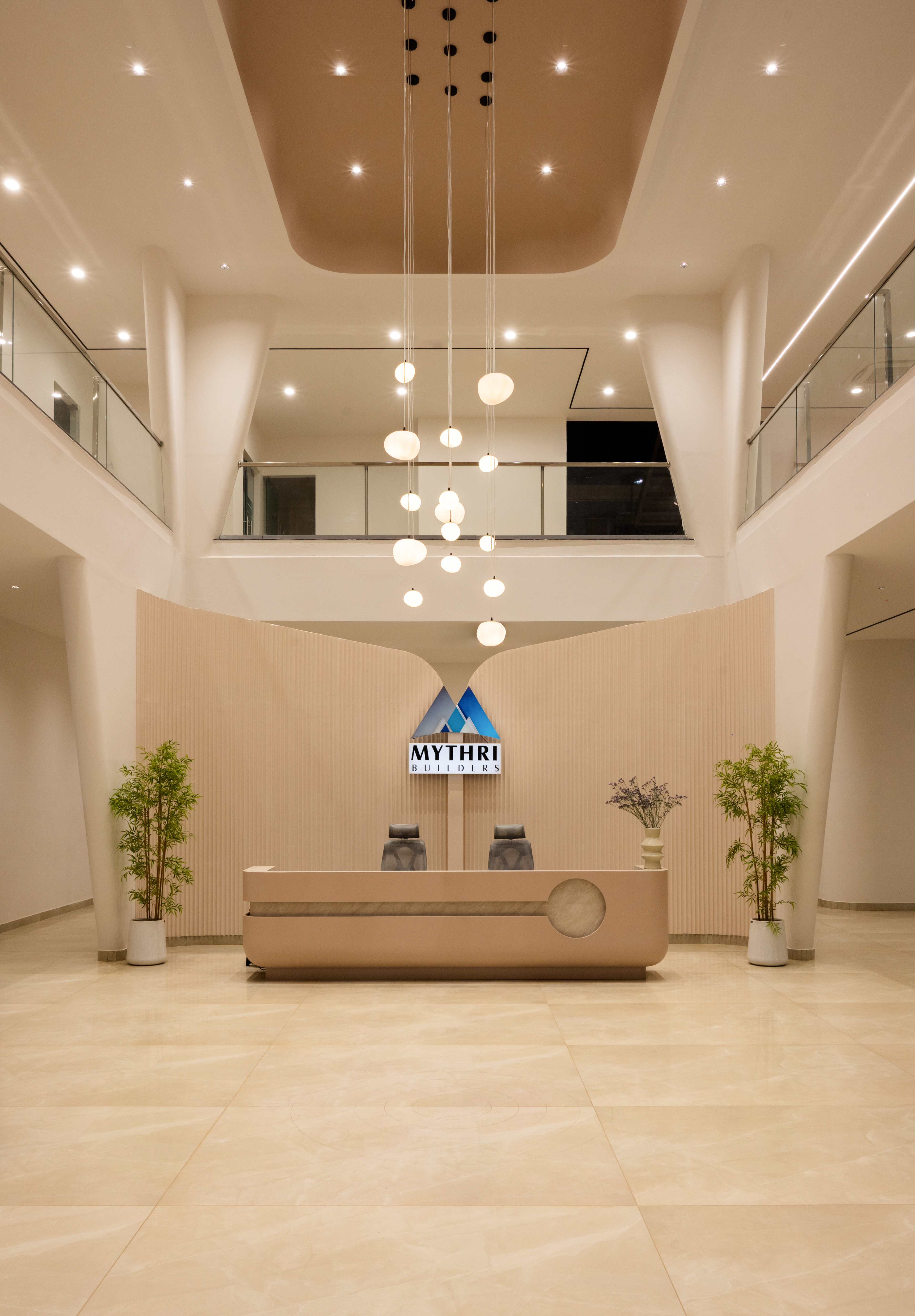 The reception hall, symmetrically composed